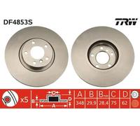 2x Disco de freno ventilado DF4853S TRW para BMW X5 X6