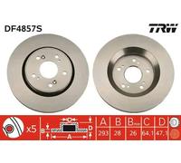 2x Disco de freno ventilado DF4857S TRW para HONDA CR-V III CR-V IV
