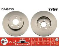 2x Disco de freno ventilado DF4863S TRW para MERCEDES-BENZ CLASE C T-Model SLK