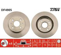 2x Disco de freno ventilado DF4905 TRW para DAIHATSU SUBARU