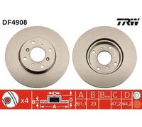 2x Disco de freno ventilado DF4908 TRW para HONDA CIVIC VI Fastback