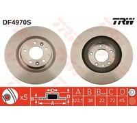 2x Disco de freno ventilado DF4970S TRW para MAZDA RX-8