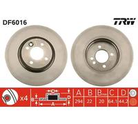 2x TRW DF6016 Disco de Freno Delantero para Mini R50 R53 R52