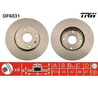 2x Disco de freno ventilado DF6031 TRW para CHEVROLET EPICA
