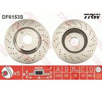 2x Disco de freno ventilado DF6153S TRW para MERCEDES-BENZ CLASE C T-Model CLK