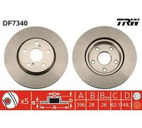 2x Disco de freno ventilado DF7340 TRW para LEXUS IS II IS C IS III
