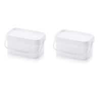 2x Eimer 2,6l rechteckig * 2l 2,5l * lebensmittelecht stapelbar Kunststoffeimer 2,5 2 Liter weiß