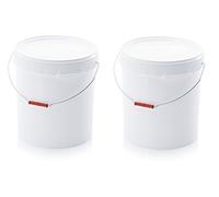 2x Eimer 30l mit Deckel und Metallbügel * lebensmittelecht * 30 Liter * weiß * Kunststoffeimer, 2er Set