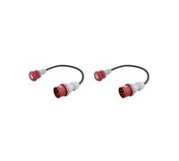2X Enchufe Adaptador de 5 Pines Conector de Acoplamiento de 32 A A 16 A [Trifásico, 400 V] Cable de Manguera Adaptador de Alta Corriente, Clase de