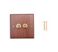 2X Enchufe de Interruptor de Luz de Estilo Industrial Americano Retro, Placa de Interruptor de Palanca de Latón de Madera Maciza, Interruptor de