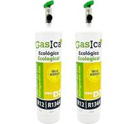 2x Envases GASICA PRO D2 - Gas Refrigerante Ecológico Orgánico - Equivalente 900g (R134A y R12) Apto para carga A/C Autos y hogar.
