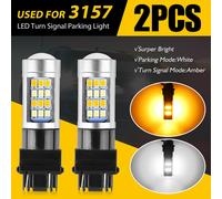 2X Error Free White/Amber 3157 LED DRL Switchback Turn Signal Parking Light Bulb