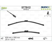 VALEO Silencio Escobilla - VF912 - Kit de Hojas Planas Originales 630 mm/550 mm - Alto Rendimiento, Visibilidad Superior en Carretera, Fácil Instalación - Delanteras - Juego de 2 Escobillas - 577912