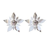 2X Espejo Material AcríLico Pegatinas de Pared de una Cara Estilo Moderno Relojes de Cuarzo de Pared DecoracióN para el Hogar Relojes de Pared Plata