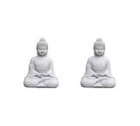 2X Estatua de Buda de JardíN Vintage Interior Al Aire Libre JardíN Zen Budismo Estatuilla Escultura Hogar Oficina Tienda DecoracióN Ornamento