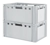 2x Euro Apilamiento de Plástico Caja Industrial Euro Caja Almacenamiento Eurobox E3 Gris Kingpower