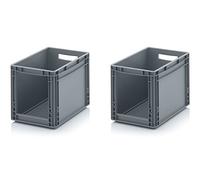 2x Euro Sichtlagerkasten 40 x 30 x 32 cm inkl. gratis Zollstock * Eurobehälter mit Fenster, 2er Set