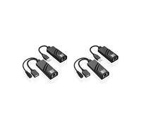 2X Extensor USB 2.0 A Través de Cable Ethernet Cat5, Cat5E y Cat6. Transfiere Hasta 100 M A un Receptor RJ45 con Adaptador de Corriente DC5V/2A (UE)