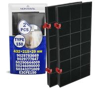 2x Filtro Carbon Activo Tipo 150 432x215x29 mm 9029793669 para AEG | 9029777647 E3CFE150 para Electrolux para Zanussi Campana Extractora - Garantía de 10 Años - MONTERAL