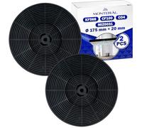 2x Filtros Carbon Campana Extractora Ø 175 mm H 20 mm MIZ0031 para Respekta