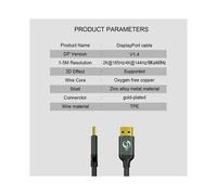 2X FSU 1.4 8K 4K HDR 144Hz 165Hz Adaptador de Puerto de Pantalla para Video PC Computadora Portátil TV DP 1.4 Pantalla Port 1.4 Cable,