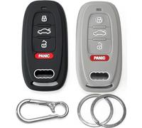 2X Funda Llave Coche Silicona Compatible Audi A4 Q5 2009-2015, A6 12-15, A5 08-15, A7 11-16, A8 09-16, S4 S5 S6 S7, 4 Botones Llave con Mando Carcasa Antideslizante Negro&Gris Click&Fit