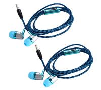 2X H-169 3.5mm MP3 MP4 Subwoofer de cableado Cordon trenzado, Auriculares universales de musica con control de alambre de trigo (azul)
