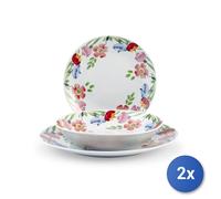2x H&H Servicio 18 Piezas Mesa Nuveau En Porcelana Decorados
