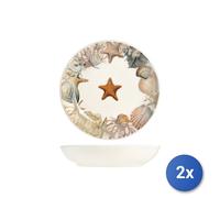 2x H&H Servicio 18 Piezas Mesa Saintbarth En Cerámica Decorada