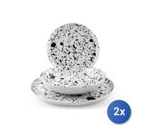 2x H&H Servicio 18 Piezas Platos Hondos Drip Nordic en Loza