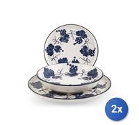 2x H&H Servicio De Mesa 18 Piezas Provenza FANTASÍA BLANCA AZUL
