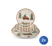 2x H&H Servicios 12 Piezas Mesa Adventure En Cerámica Decorada