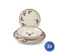 2x H&H Servicios 12 Piezas Mesa Nórdica Wild Mocha En Cerámica