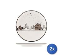 2x H&H Servicios 18 Piezas Mesa Coupe Warm Wishes En Cerámica