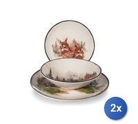 2x H&H Servicios 18 Piezas Mesa Golden Woods En Cerámica Decorada