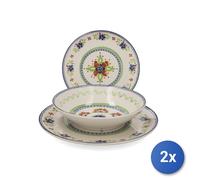 2x H&H Servizio De Mesa Limoges De 18 Piezas En Gres Decorado