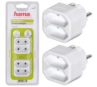 2x Hama Multi-Enchufe 2-Fach Adaptador De Toma De Corriente T-Divisor