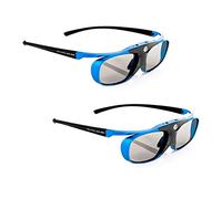 2X Hi-Shock DLP Pro Blue Heaven | DLP Link 3D Gafas para proyectores 3D DLP de Acer, BenQ, Largo, Optoma, Viewsonic, LG [Gafas de obturación | 96-200 Hz | Recargables | 32g | DLP Link | Azul]