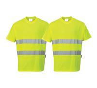 2X Hombre Alta Visibilidad Transpirable Algodón Cómodo Camiseta Humedad 40+ Upf