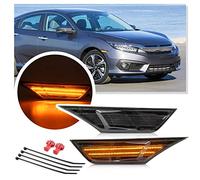 2X Indicadores laterales LED intermitentes laterales luz de señal de giro ámbar luz lateral de marcador compatibles con Honda Civic 10th Gen 2016-2021