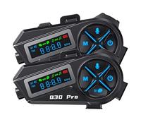 2X Intercomunicador Casco Moto, Auriculares Moto, Alcance De 500 M, Casco De Moto InaláMbrico con Intercomunicador Impermeable Ip67, 15 Horas De ReproduccióN Y Radio FM