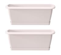2x jardinera respana con soporte de plastico en color blanco 78,6 (largo) x 18,4 (ancho) x 14,5 (alto) cm