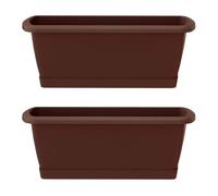 2x jardinera respana con soporte de plastico en color marron 78,6 (largo) x 18,4 (ancho) x 14,5 (alto) cm