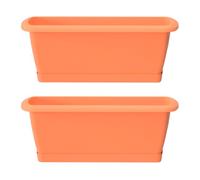 2x jardinera respana con soporte de plastico en color terracota 49 (largo) x 18,4 (ancho) x 14,5 (alto) cm