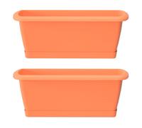 2x jardinera respana con soporte de plastico en color terracota 78,6 (largo) x 18,4 (ancho) x 14,5 (alto) cm