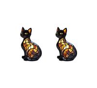 2X Lámpara de Vitral con Forma de Gato, Resina Teñida en 3D, Bonita Lámpara de Mesa Retro de Alta Calidad, LED para Mascotas, para el Hogar y el