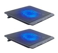 2X Laptop Fan Cooling Pad with Big Fans, 2 in 1 USB Port, Blue LED Lig