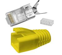 2X Lumonic 10x Enchufe de Red RJ45 Amarillo I con Alivio de tensión, Ayuda a la inserción y protección contra dobleces I Enchufe de crimpado para Cable LAN de Red CAT5, CAT6 y CAT7