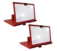 2X Lupa de Pantalla de TeléFono MóVil 12 Pulgadas 3D HD Video Amplificador Soporte con Juegos PelíCulas Soporte de Escritorio Plegable Rojo