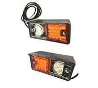 2x Luz LED de Posición con Intermitente - Derecha e Izquierda para Tractor, Gabelstapler, Maquinaria de Construcción, Excavadora, Vehículo Autónomo, Quitanieves - 12/24V - IP66/IP68 - Homologado E20